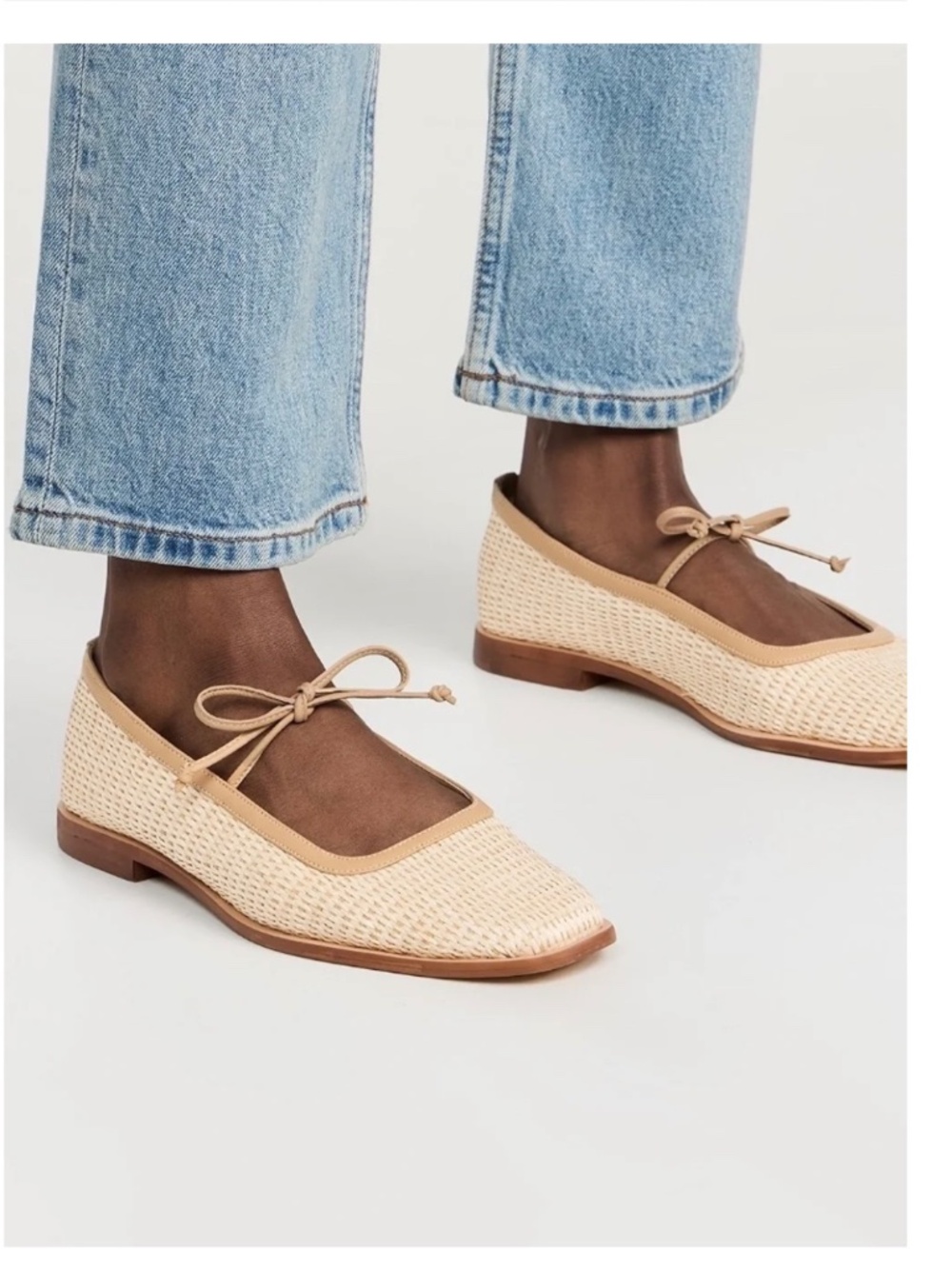 KAANAS Lexie Raffia Basketweave Ballet Flats Women Size 8 Natural Woven Shoes